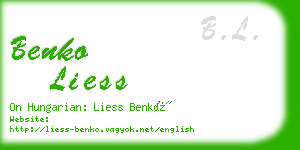 benko liess business card
